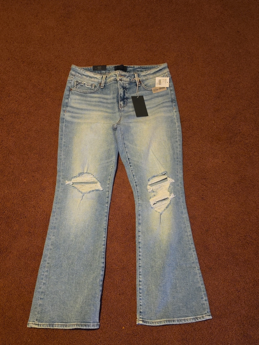 Buckle Light Blue Distressed Flare Jeans
